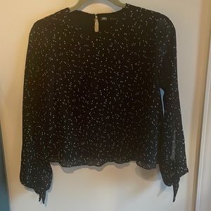 Zara polka dot chiffon blouse